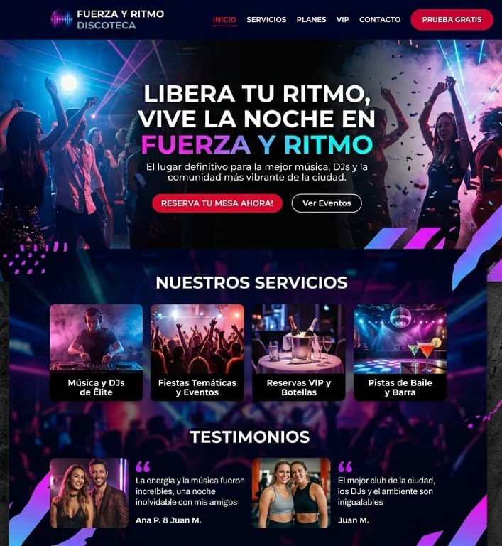 Landing Page de una discoteca